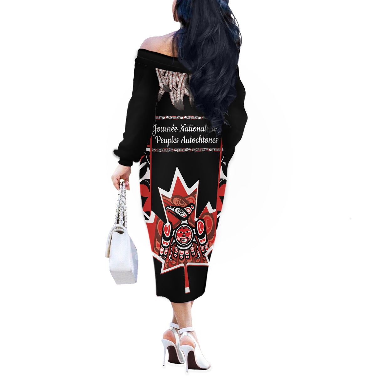 Canada National Aboriginal Day Off The Shoulder Long Sleeve Dress Canadian Indigenous Haida - Wonder Print Shop
