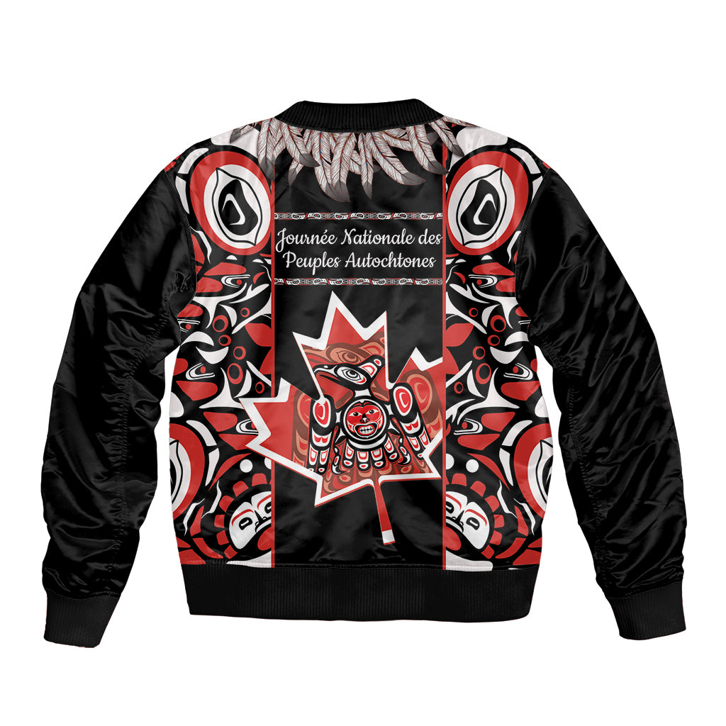 Canada National Aboriginal Day Sleeve Zip Bomber Jacket Canadian Indigenous Haida - Wonder Print Shop
