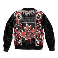 Canada National Aboriginal Day Sleeve Zip Bomber Jacket Canadian Indigenous Haida - Wonder Print Shop
