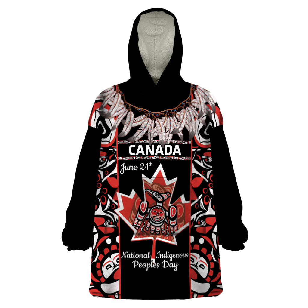 Canada National Aboriginal Day Wearable Blanket Hoodie Canadian Indigenous Haida - Wonder Print Shop