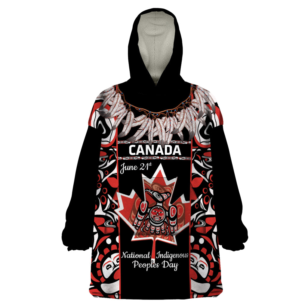 Canada National Aboriginal Day Wearable Blanket Hoodie Canadian Indigenous Haida
