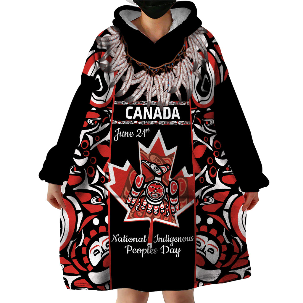 Canada National Aboriginal Day Wearable Blanket Hoodie Canadian Indigenous Haida - Wonder Print Shop