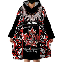 Canada National Aboriginal Day Wearable Blanket Hoodie Canadian Indigenous Haida - Wonder Print Shop