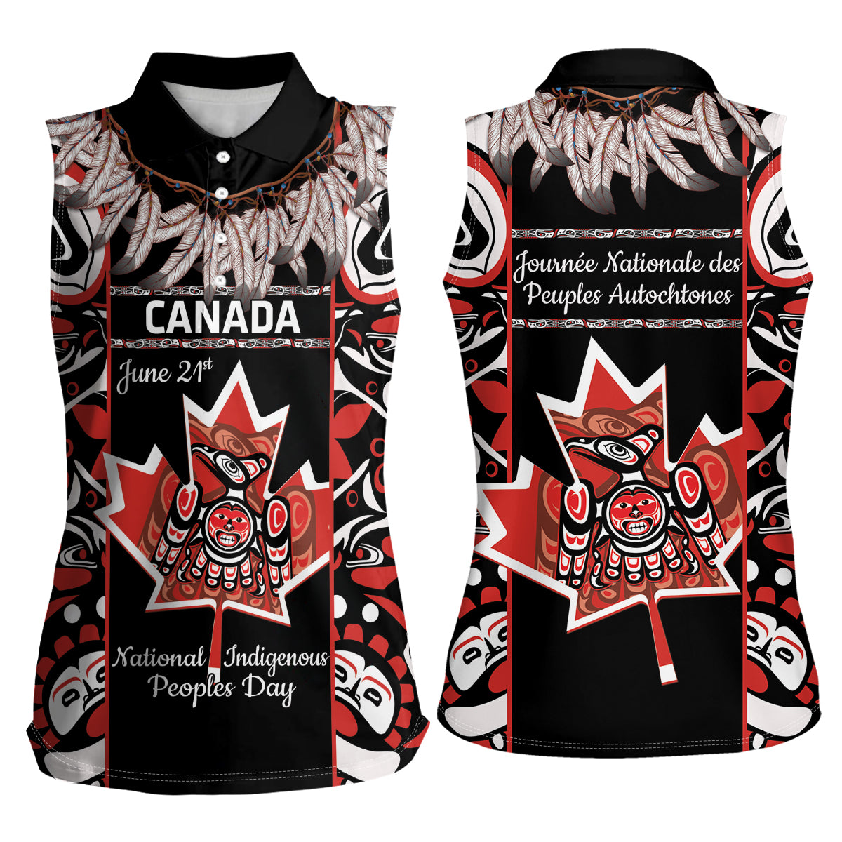 Canada National Aboriginal Day Women Sleeveless Polo Shirt Canadian Indigenous Haida - Wonder Print Shop