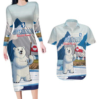 Greenland Couples Matching Long Sleeve Bodycon Dress and Hawaiian Shirt Kalaallit Nunaat Polar Bear