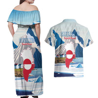 Greenland Couples Matching Off Shoulder Maxi Dress and Hawaiian Shirt Kalaallit Nunaat Polar Bear