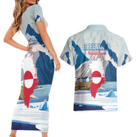 Greenland Couples Matching Short Sleeve Bodycon Dress and Hawaiian Shirt Kalaallit Nunaat Polar Bear