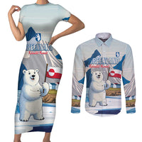 Greenland Couples Matching Short Sleeve Bodycon Dress and Long Sleeve Button Shirt Kalaallit Nunaat Polar Bear
