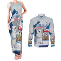 Greenland Couples Matching Tank Maxi Dress and Long Sleeve Button Shirt Kalaallit Nunaat Polar Bear