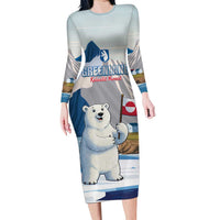 Greenland Family Matching Long Sleeve Bodycon Dress and Hawaiian Shirt Kalaallit Nunaat Polar Bear