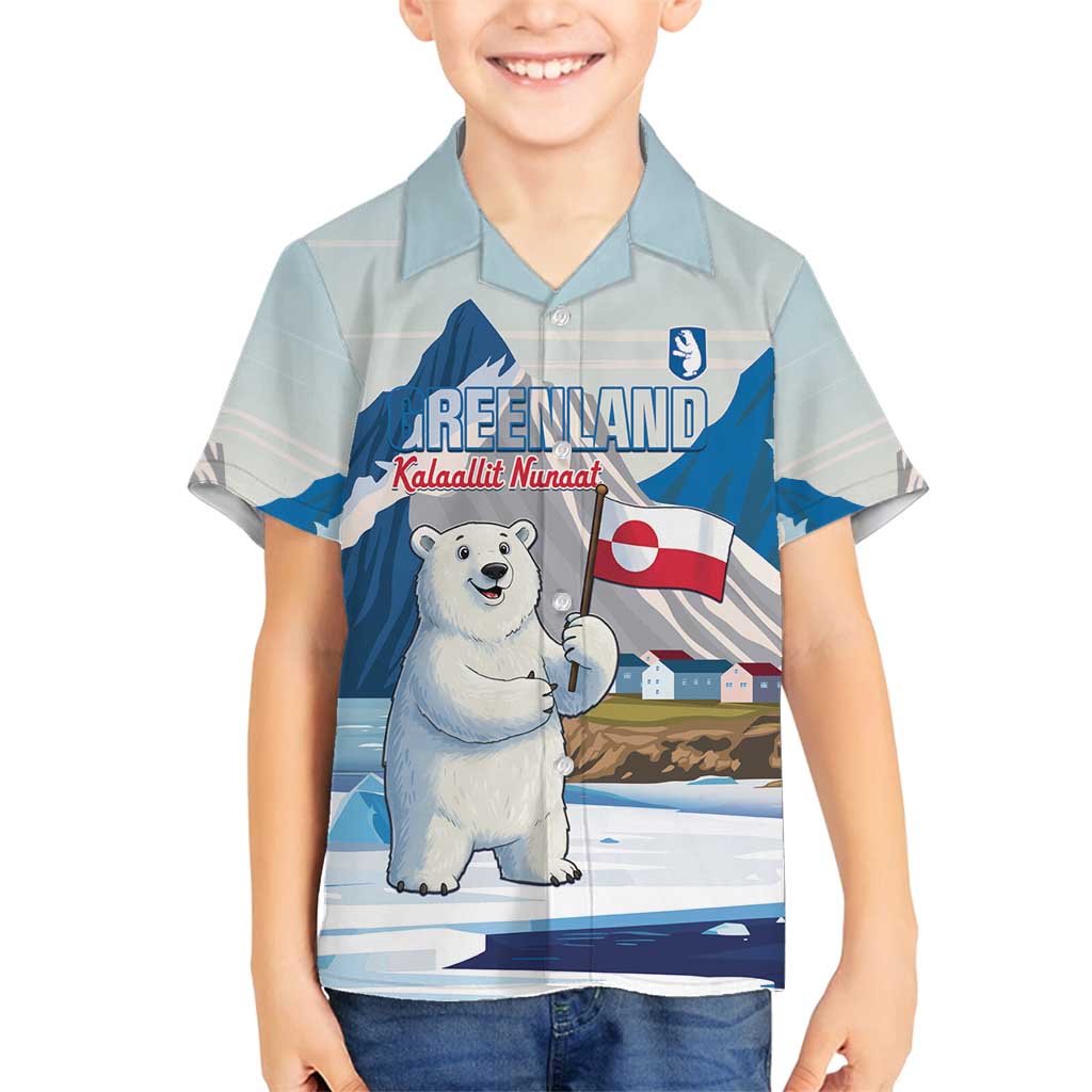 Greenland Family Matching Long Sleeve Bodycon Dress and Hawaiian Shirt Kalaallit Nunaat Polar Bear