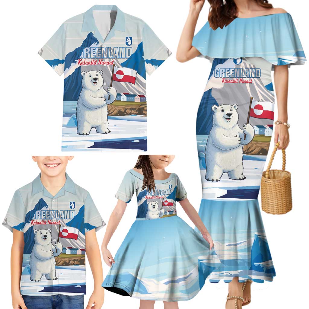 Greenland Family Matching Mermaid Dress and Hawaiian Shirt Kalaallit Nunaat Polar Bear