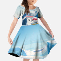 Greenland Family Matching Off The Shoulder Long Sleeve Dress and Hawaiian Shirt Kalaallit Nunaat Polar Bear