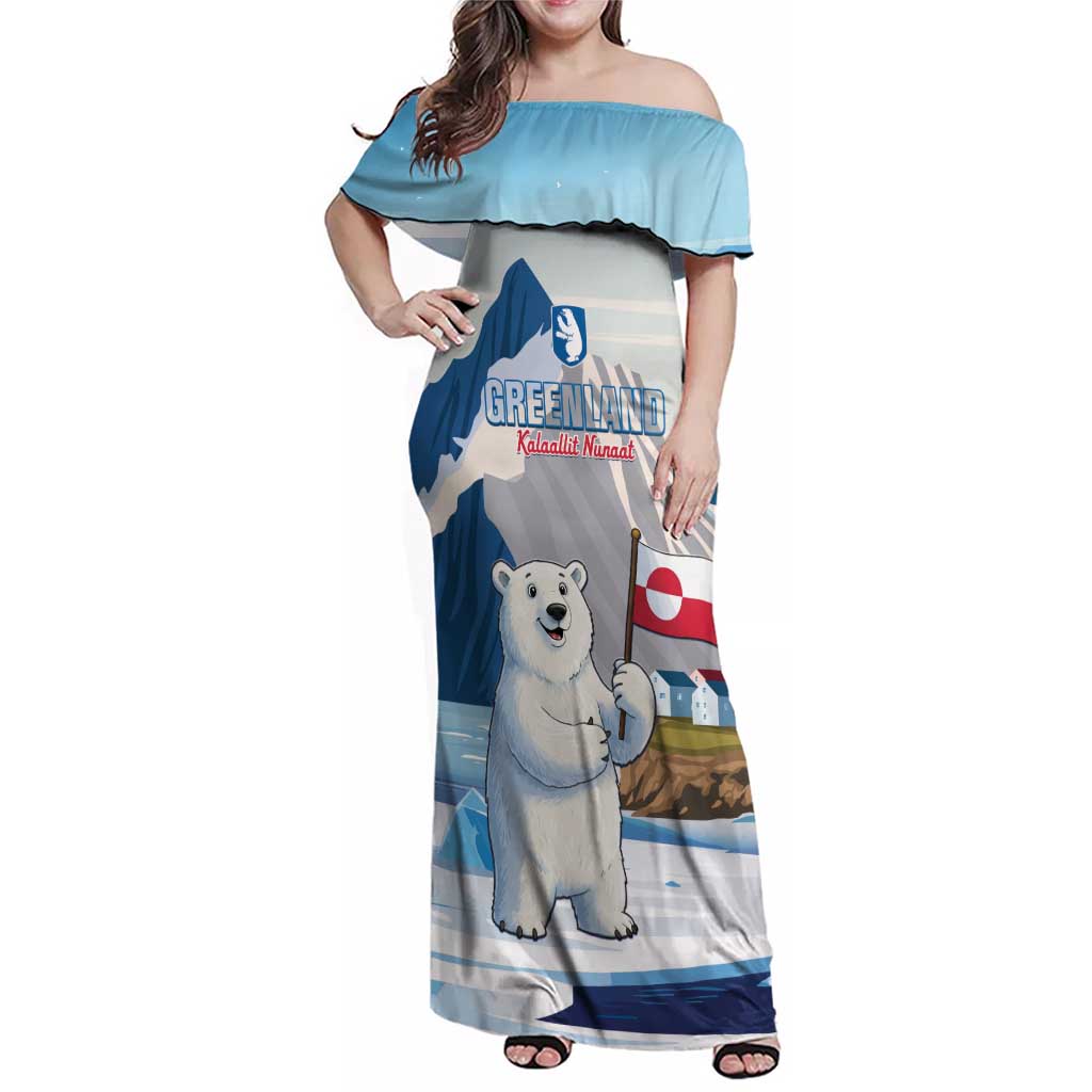 Greenland Family Matching Off Shoulder Maxi Dress and Hawaiian Shirt Kalaallit Nunaat Polar Bear