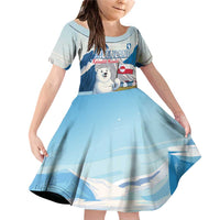 Greenland Family Matching Off Shoulder Short Dress and Hawaiian Shirt Kalaallit Nunaat Polar Bear
