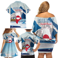 Greenland Family Matching Off Shoulder Short Dress and Hawaiian Shirt Kalaallit Nunaat Polar Bear