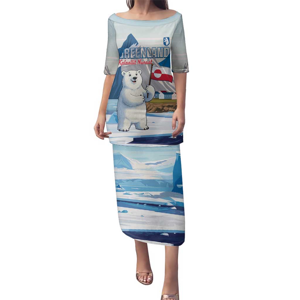 Greenland Family Matching Puletasi and Hawaiian Shirt Kalaallit Nunaat Polar Bear