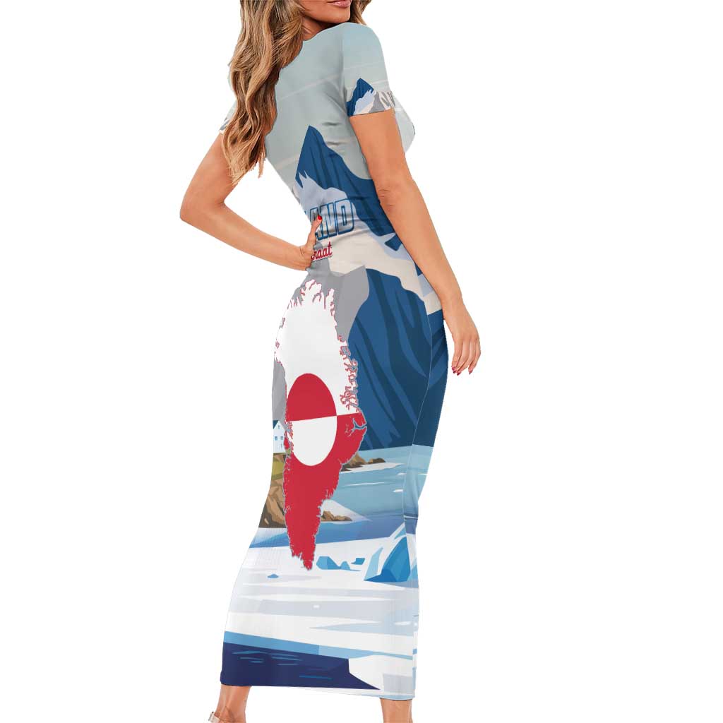 Greenland Family Matching Short Sleeve Bodycon Dress and Hawaiian Shirt Kalaallit Nunaat Polar Bear