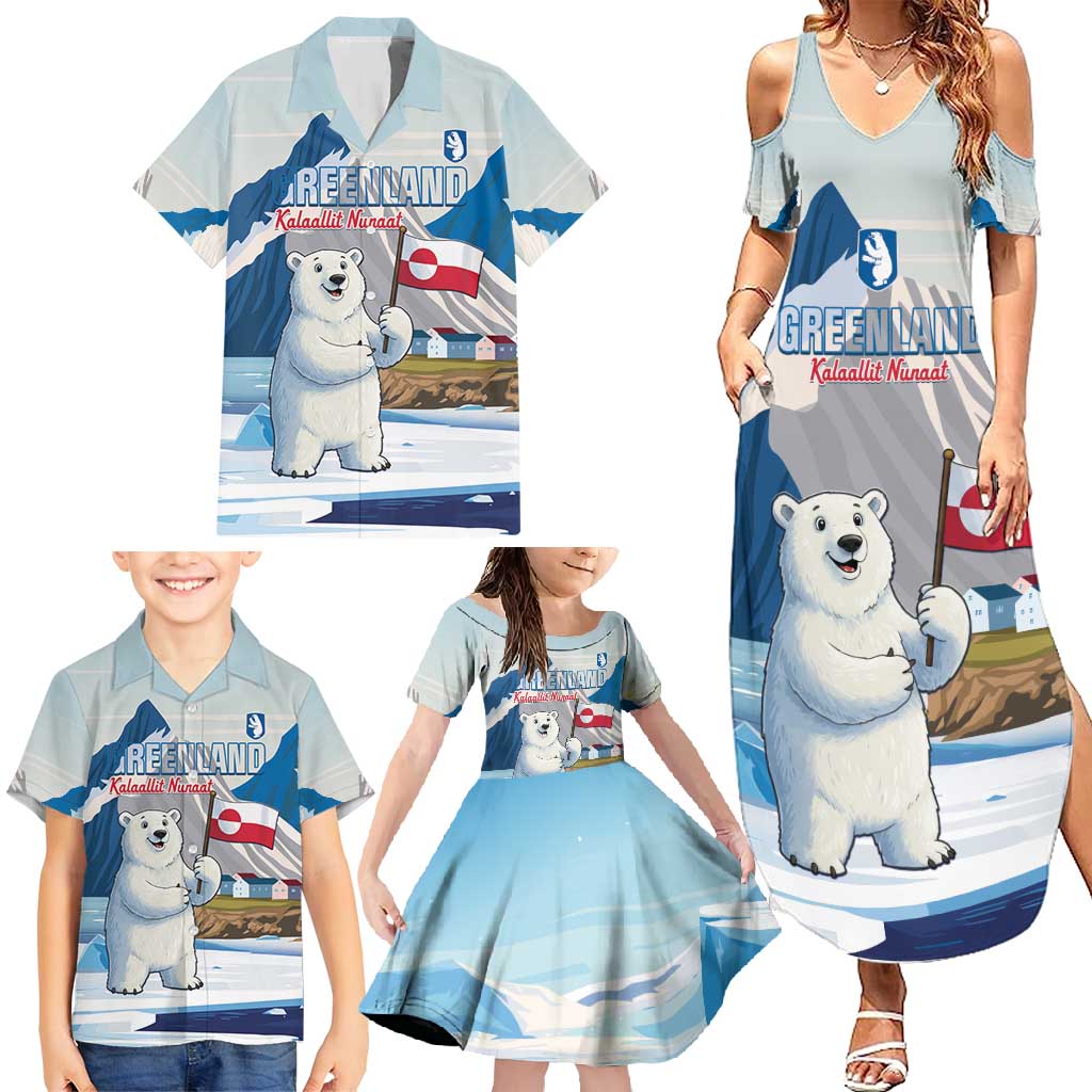 Greenland Family Matching Summer Maxi Dress and Hawaiian Shirt Kalaallit Nunaat Polar Bear
