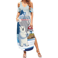 Greenland Family Matching Summer Maxi Dress and Hawaiian Shirt Kalaallit Nunaat Polar Bear