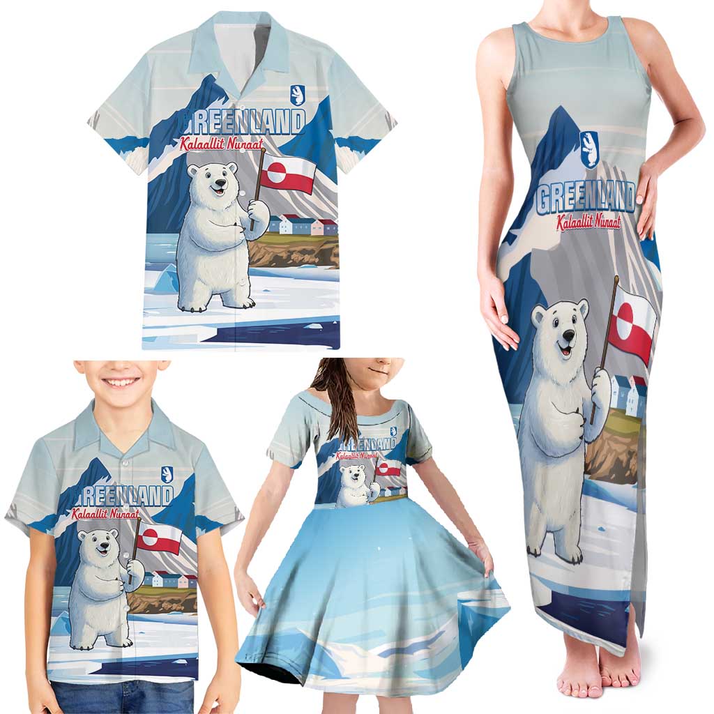 Greenland Family Matching Tank Maxi Dress and Hawaiian Shirt Kalaallit Nunaat Polar Bear