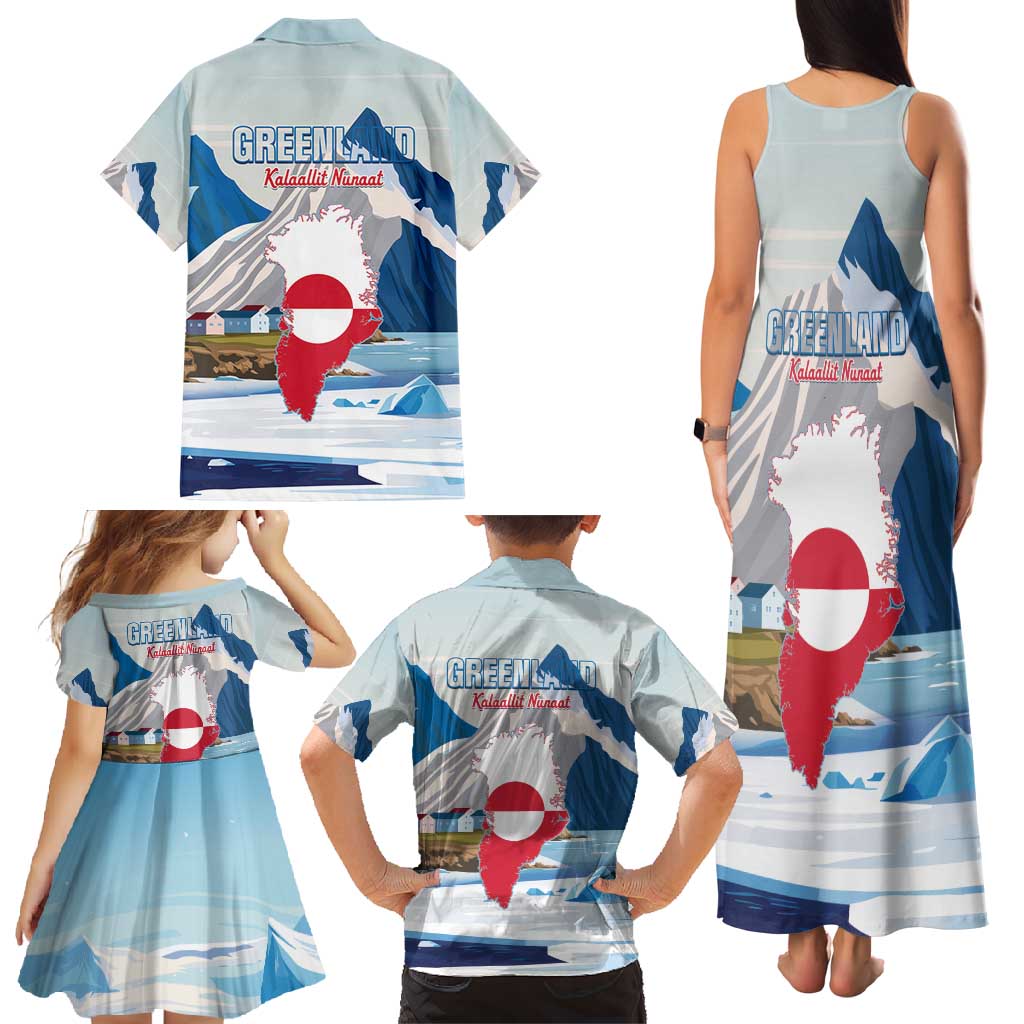 Greenland Family Matching Tank Maxi Dress and Hawaiian Shirt Kalaallit Nunaat Polar Bear