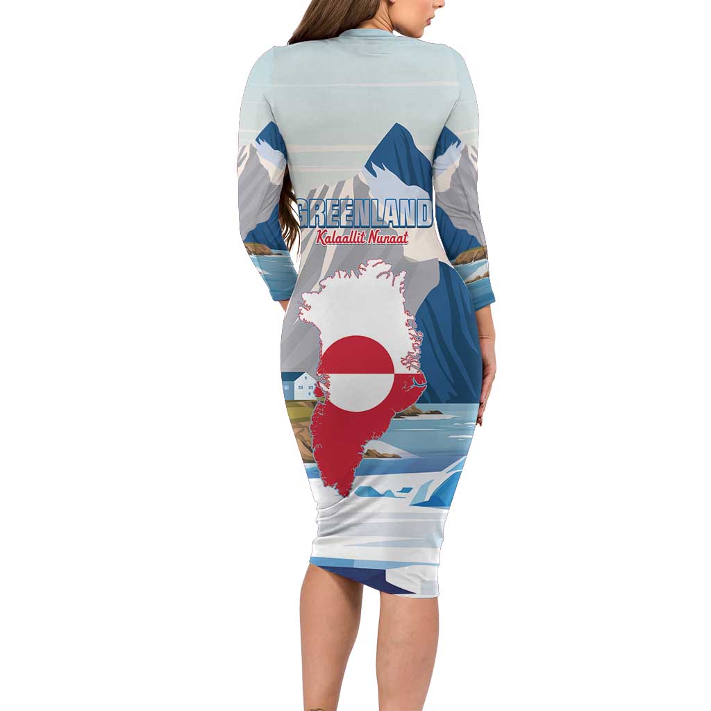 Greenland Long Sleeve Bodycon Dress Kalaallit Nunaat Polar Bear