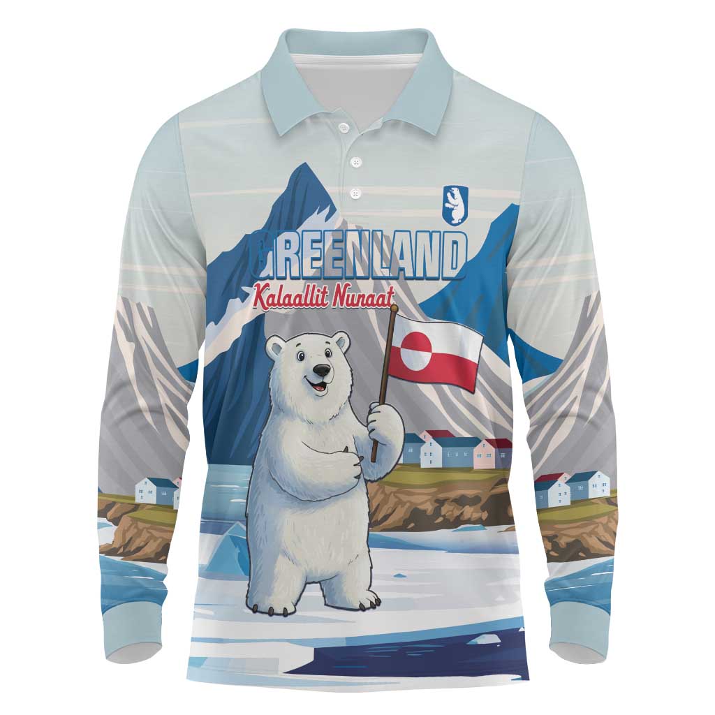 Greenland Long Sleeve Polo Shirt Kalaallit Nunaat Polar Bear