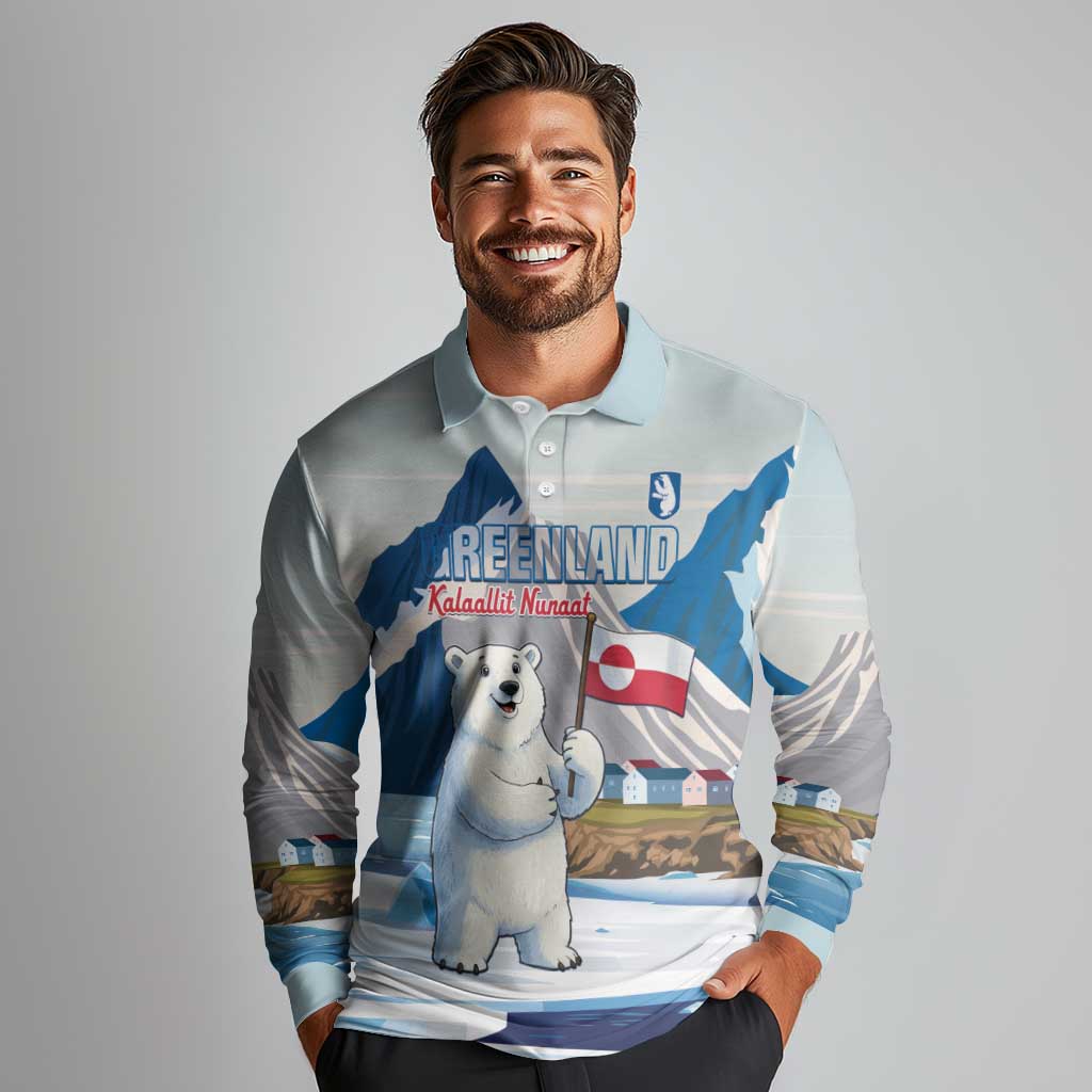 Greenland Long Sleeve Polo Shirt Kalaallit Nunaat Polar Bear