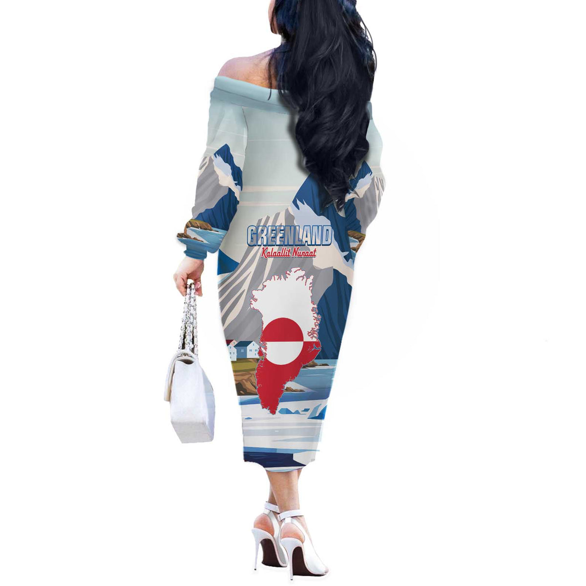 Greenland Off The Shoulder Long Sleeve Dress Kalaallit Nunaat Polar Bear