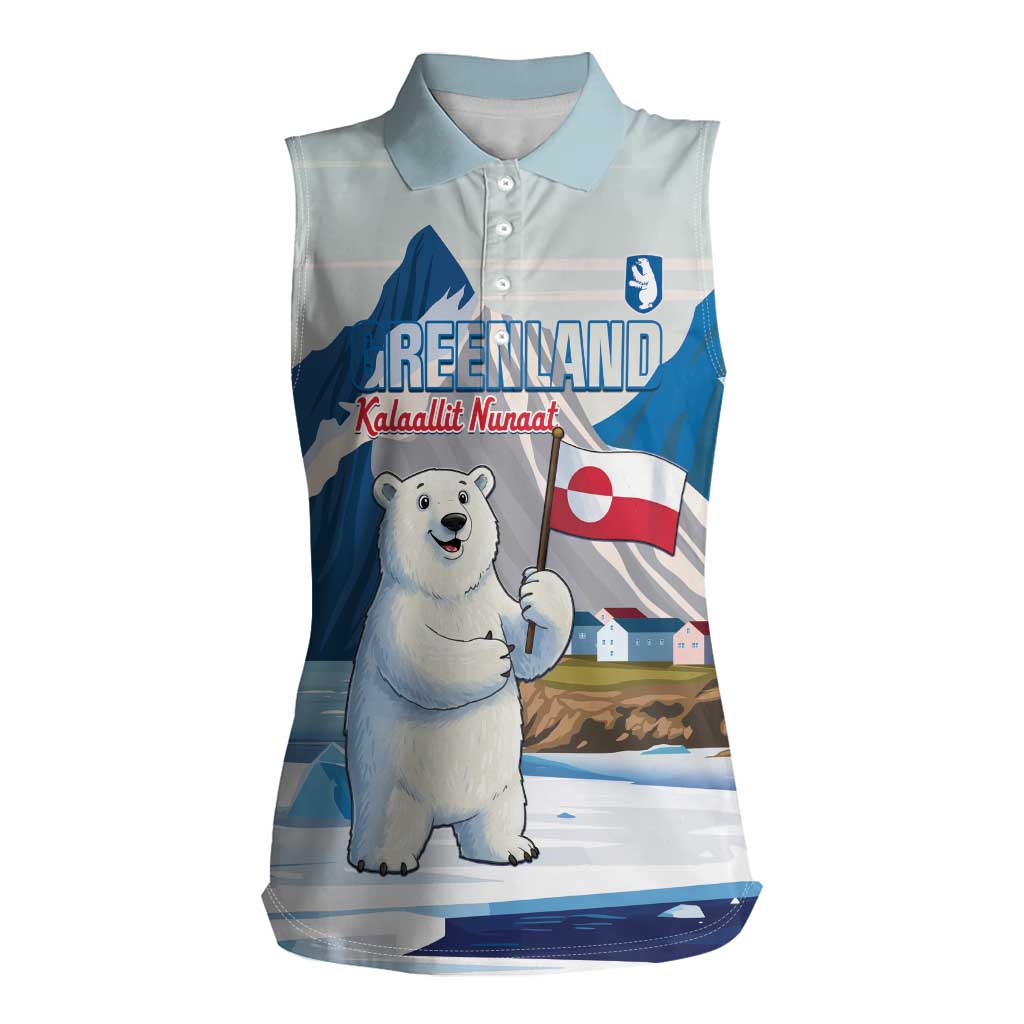 Greenland Women Sleeveless Polo Shirt Kalaallit Nunaat Polar Bear