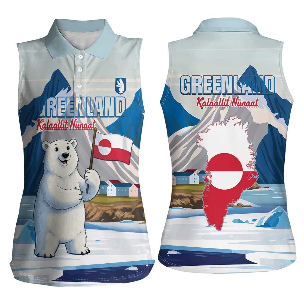 Greenland Women Sleeveless Polo Shirt Kalaallit Nunaat Polar Bear
