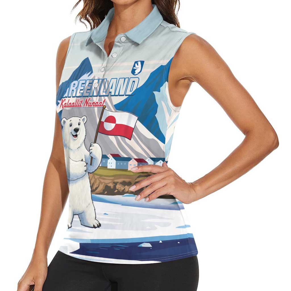 Greenland Women Sleeveless Polo Shirt Kalaallit Nunaat Polar Bear