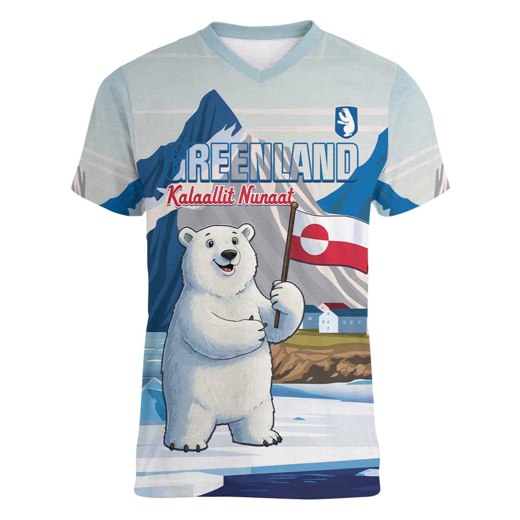 Greenland Women V-Neck T-Shirt Kalaallit Nunaat Polar Bear