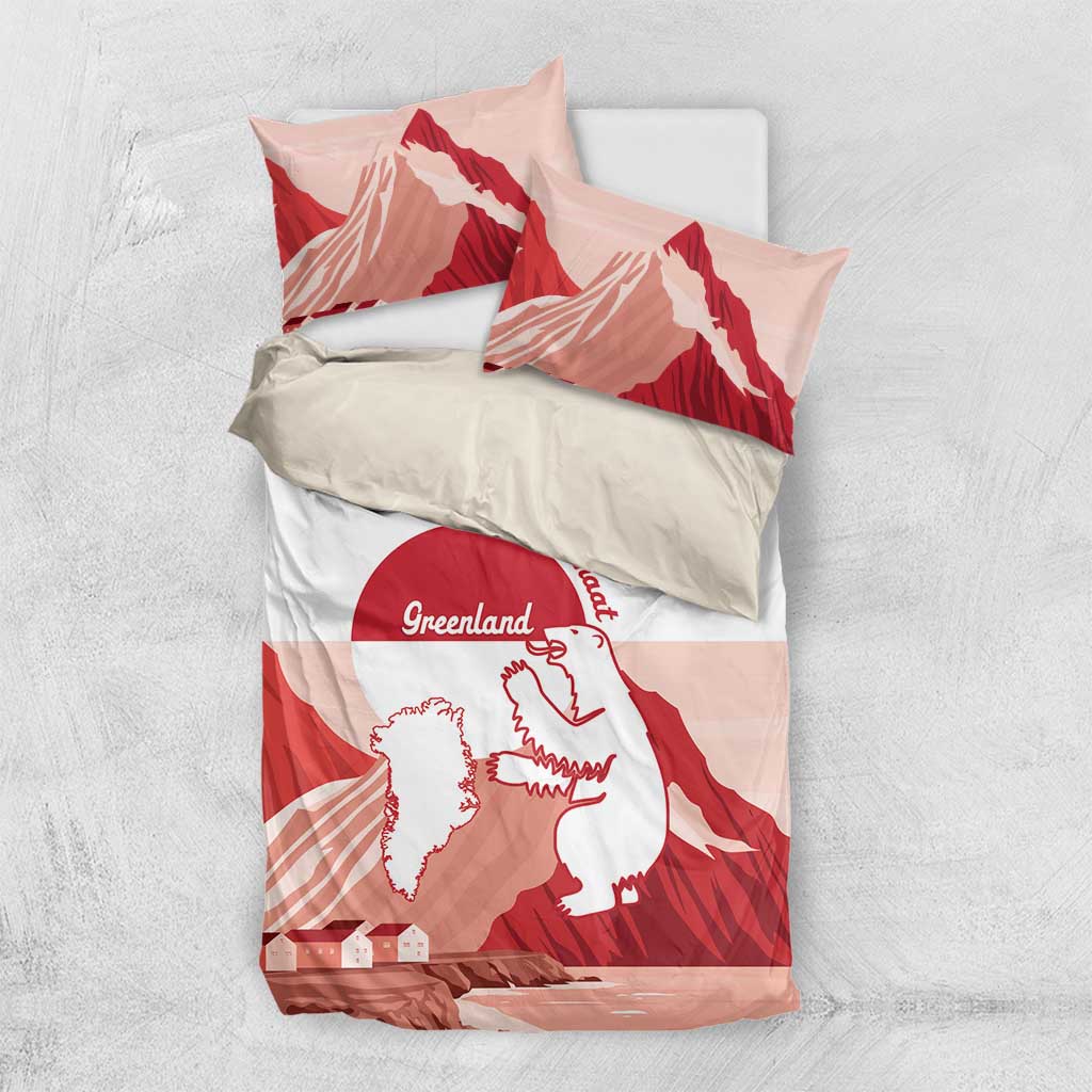Kalaallit Nunaat Greenland Bedding Set Coat Of Arms Flag Style