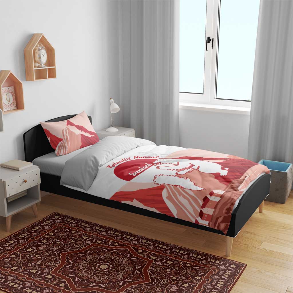Kalaallit Nunaat Greenland Bedding Set Coat Of Arms Flag Style