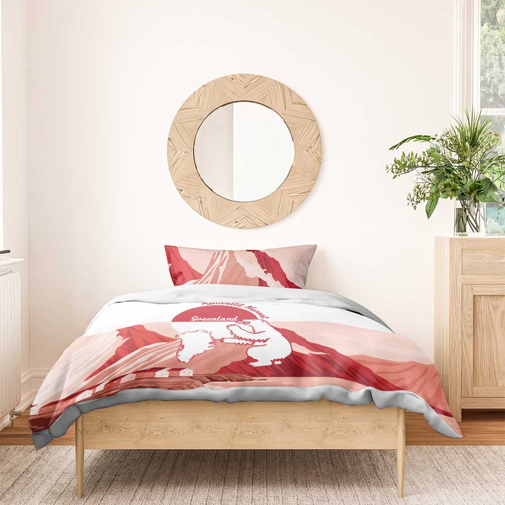 Kalaallit Nunaat Greenland Bedding Set Coat Of Arms Flag Style