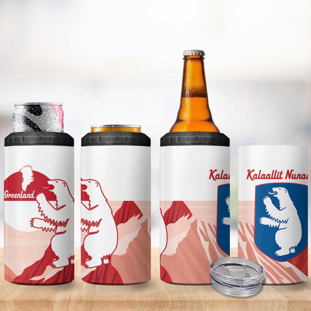 Kalaallit Nunaat Greenland 4 in 1 Can Cooler Tumbler Coat Of Arms Flag Style
