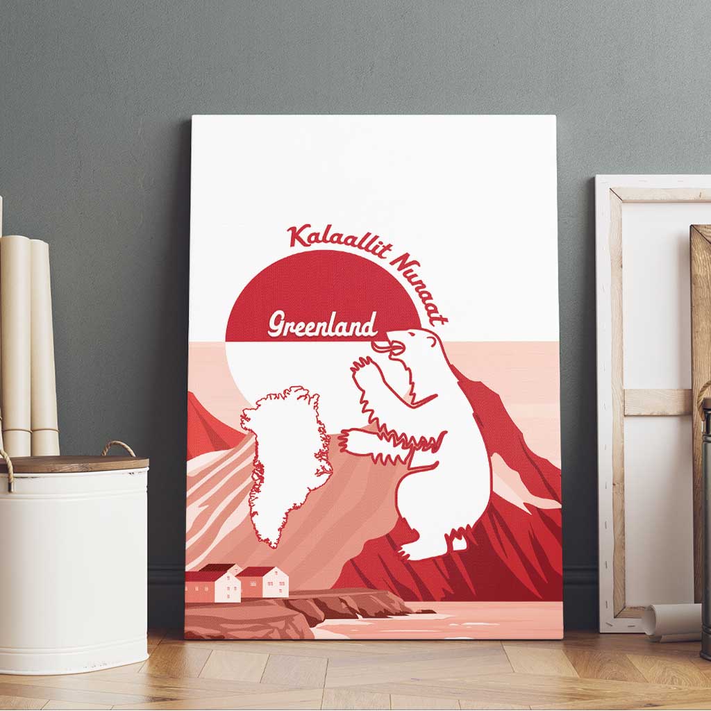 Kalaallit Nunaat Greenland Canvas Wall Art Coat Of Arms Flag Style