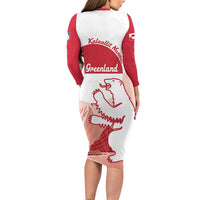 Kalaallit Nunaat Greenland Family Matching Long Sleeve Bodycon Dress and Hawaiian Shirt Coat Of Arms Flag Style