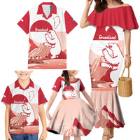 Kalaallit Nunaat Greenland Family Matching Mermaid Dress and Hawaiian Shirt Coat Of Arms Flag Style