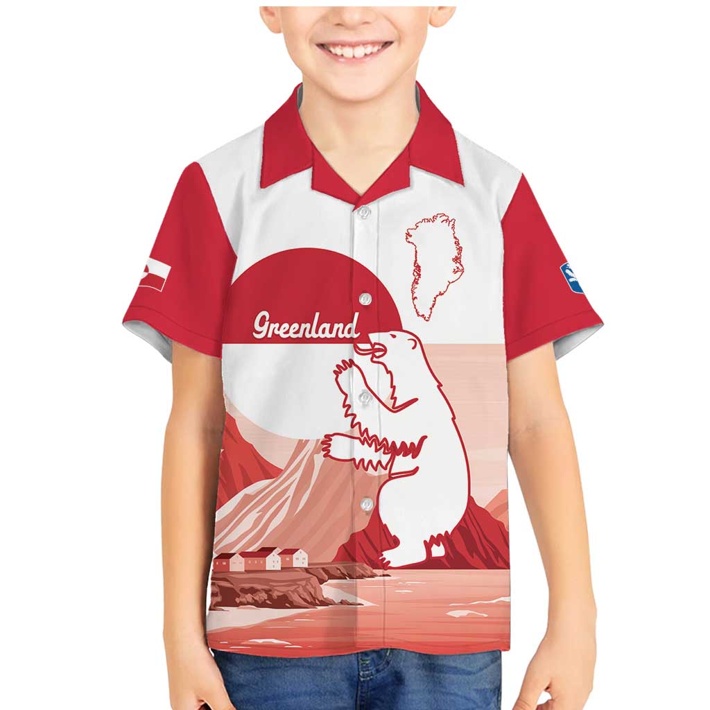 Kalaallit Nunaat Greenland Family Matching Mermaid Dress and Hawaiian Shirt Coat Of Arms Flag Style