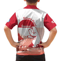 Kalaallit Nunaat Greenland Family Matching Off Shoulder Maxi Dress and Hawaiian Shirt Coat Of Arms Flag Style