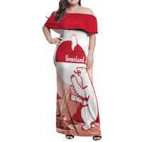 Kalaallit Nunaat Greenland Family Matching Off Shoulder Maxi Dress and Hawaiian Shirt Coat Of Arms Flag Style