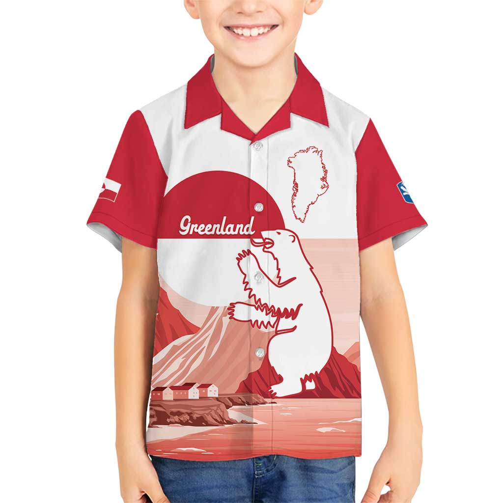 Kalaallit Nunaat Greenland Family Matching Off Shoulder Maxi Dress and Hawaiian Shirt Coat Of Arms Flag Style