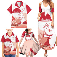 Kalaallit Nunaat Greenland Family Matching Summer Maxi Dress and Hawaiian Shirt Coat Of Arms Flag Style