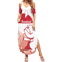 Kalaallit Nunaat Greenland Family Matching Summer Maxi Dress and Hawaiian Shirt Coat Of Arms Flag Style