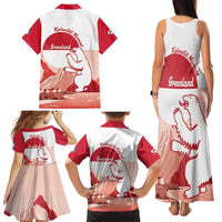 Kalaallit Nunaat Greenland Family Matching Tank Maxi Dress and Hawaiian Shirt Coat Of Arms Flag Style