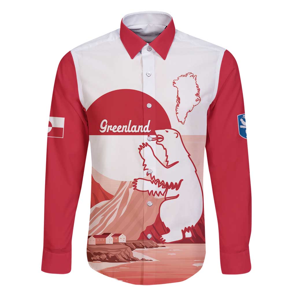 Kalaallit Nunaat Greenland Family Matching Tank Maxi Dress and Hawaiian Shirt Coat Of Arms Flag Style