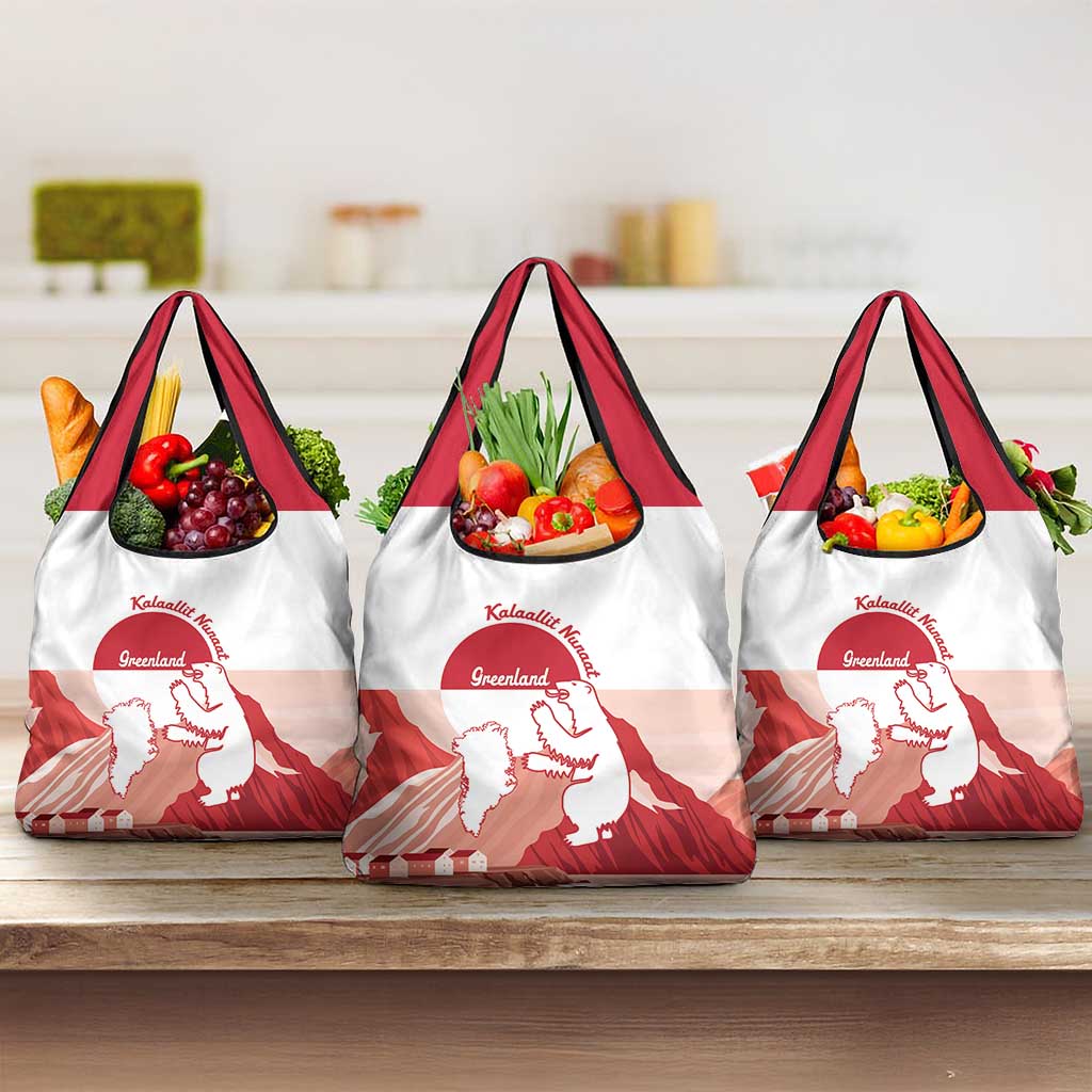Kalaallit Nunaat Greenland Grocery Bag Coat Of Arms Flag Style